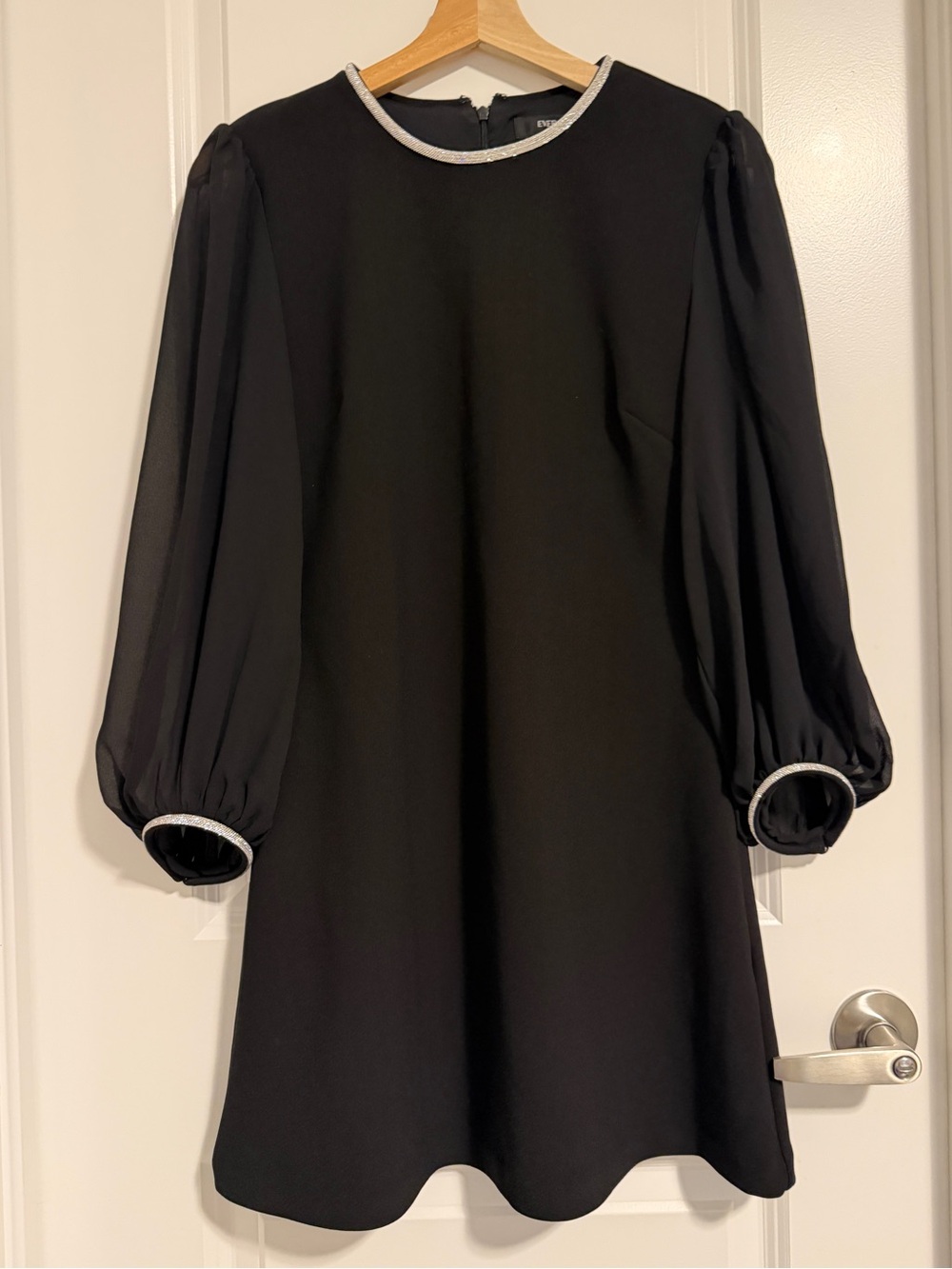 Ever New Petite Black Rhinestone Trim Mini Dress Size US 6